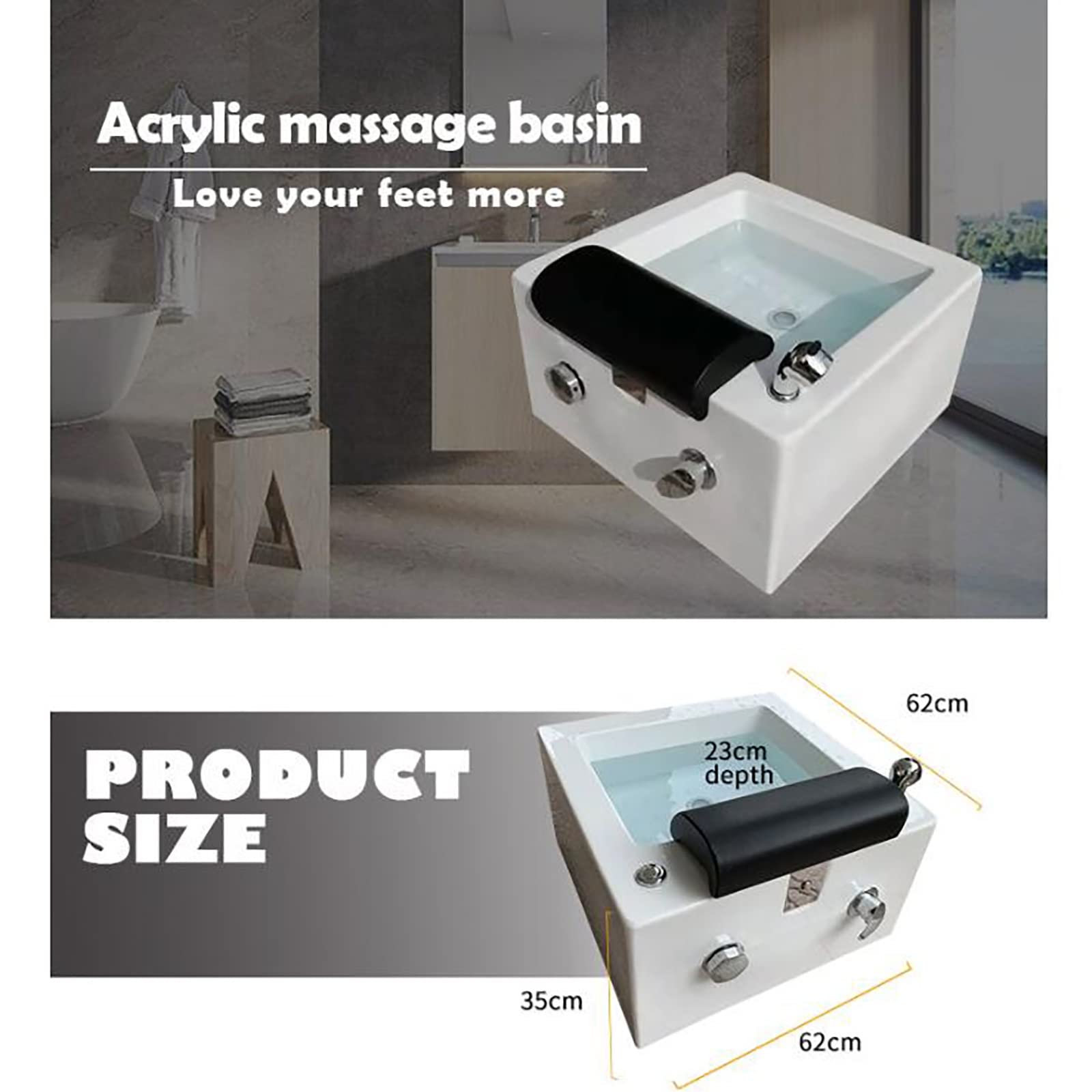 Acrylic Massage Footbath Pedicure Foot Spa with Heat and Massage Hot and Cold Adjustment Colorful Lamp Footbath Footbath Barrel with Pedicure Foot Rest Massage Foot (Size : Bath+Pedicure Tool)