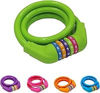 Vista 12 de Candados de bicicleta - Candado de cable reiniciable de 4 pies - Candado de bicicleta con combinación de 5 dígitos autoenrollable (azul)