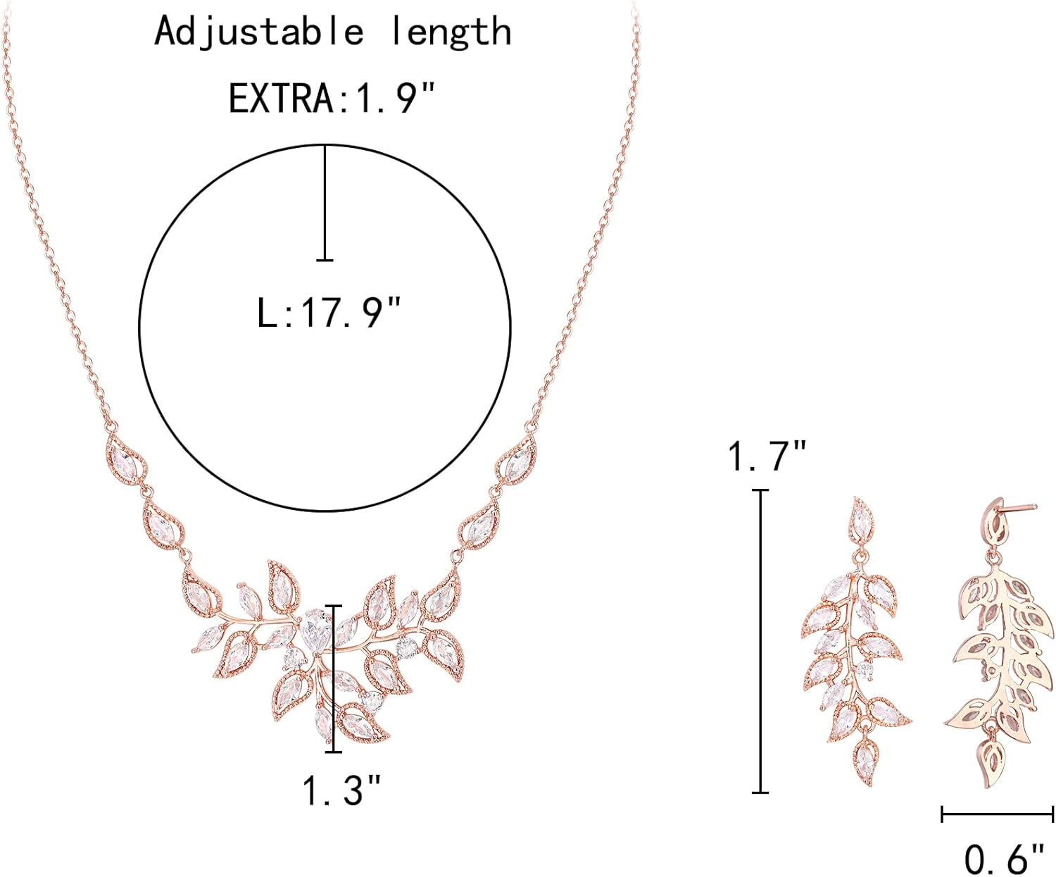 EleQueen Austrian Crystal Necklace Earrings Bridal Jewerly Set for Brides Wedding Party Dress Costume Accessories for Women Iridescent AB Silver-Tone - Image 5