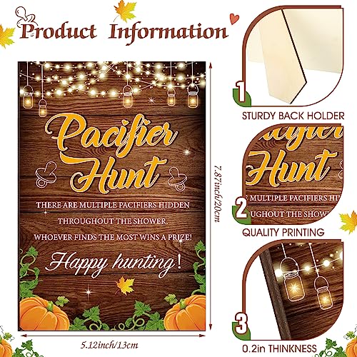 Image of Thyle 51 Pcs Fall Pumpkin Baby Shower Games a Little Pumpkin Is on The Way Thanksgiving Pacifier Hunt Include Hunt Sign and 50 Acrylic Pacifiers for Baby Shower Gender Reveal Autumn Theme Decoration