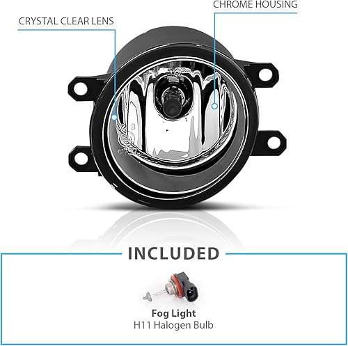Miniatura 4 de AmeriLite Par de luces antiniebla de repuesto para Toyota C-HR 2018-2020 con bombilla + arnés de interruptor - lado del conductor y del pasajero