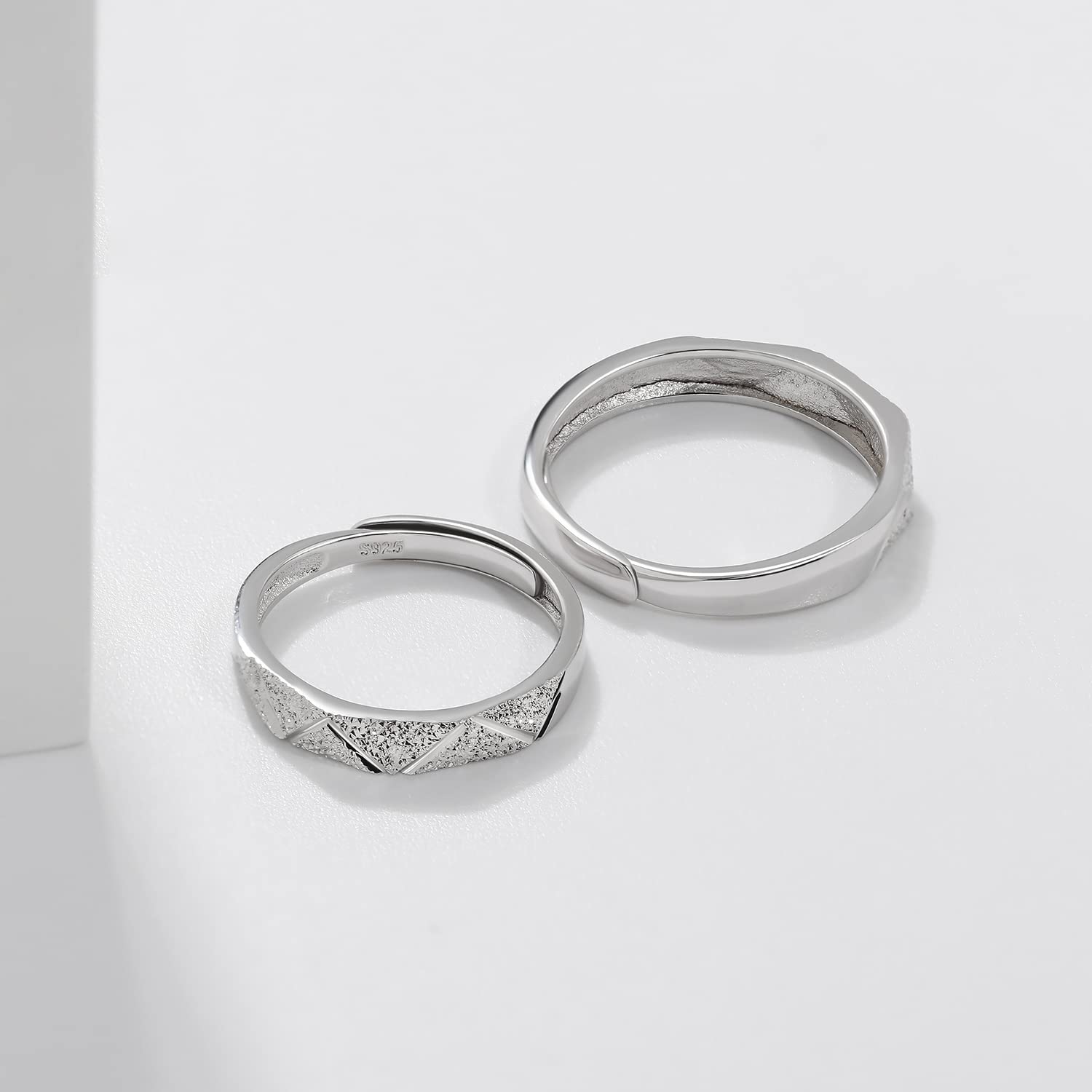 Meissa Anello di coppia in argento Sterling Anelli di coppia personalizzati e regolabili per uomini e donne Anello di promessa di matrimonio Anello di fidanzamento per anniversari