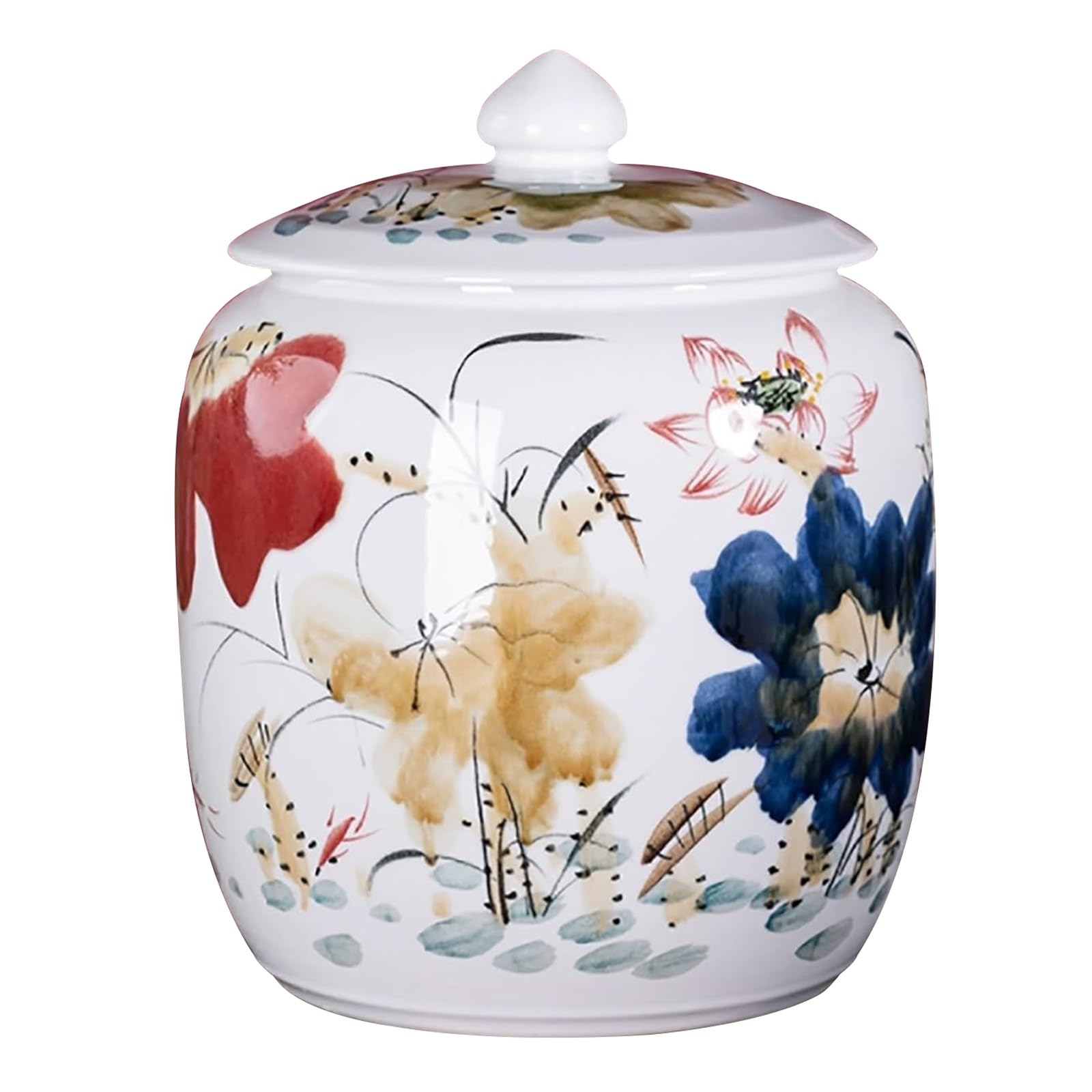 Chiński ceramiczny słoik na ryż, pojemnik do przechowywania żywności, duży dozownik ziarna z pokrywką, ceramiczne pojemniki wiadro na płatki śniadaniowe, mąkę, cukier, kawę, karmę dla zwierząt