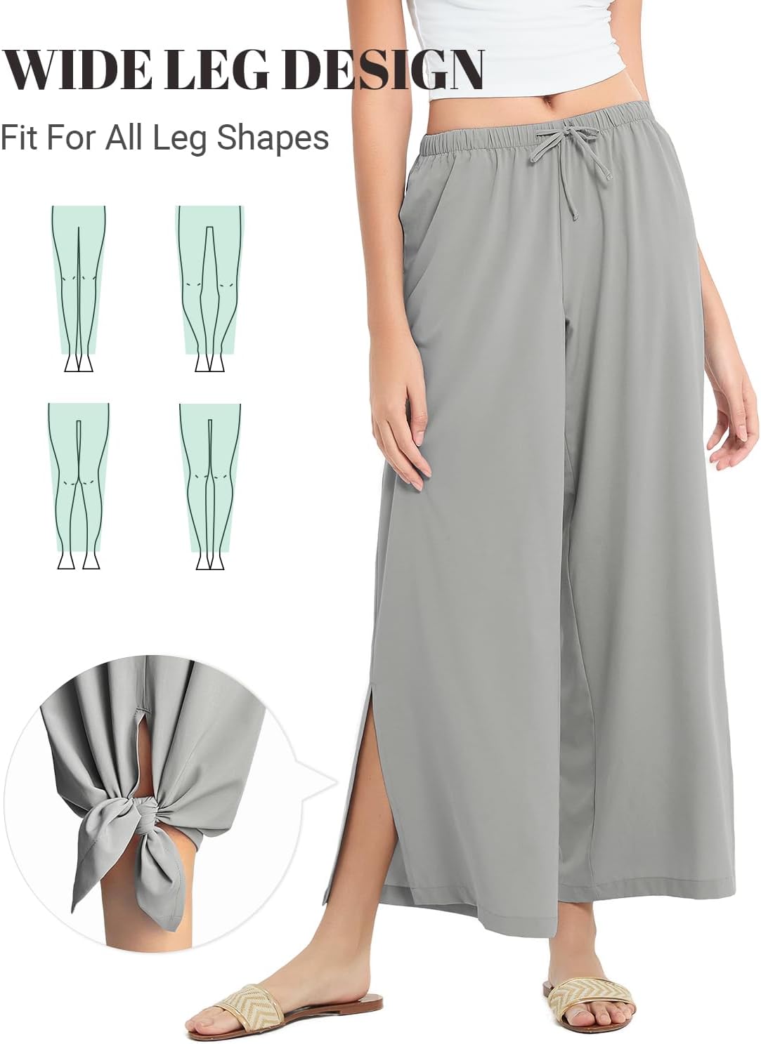 BVVU Womens Wide Leg Yoga Pants Lightweight Travel Pants Quick Dry Lounge Sweatpants Beach Swim Cover Up UPF 50+ - Image 4