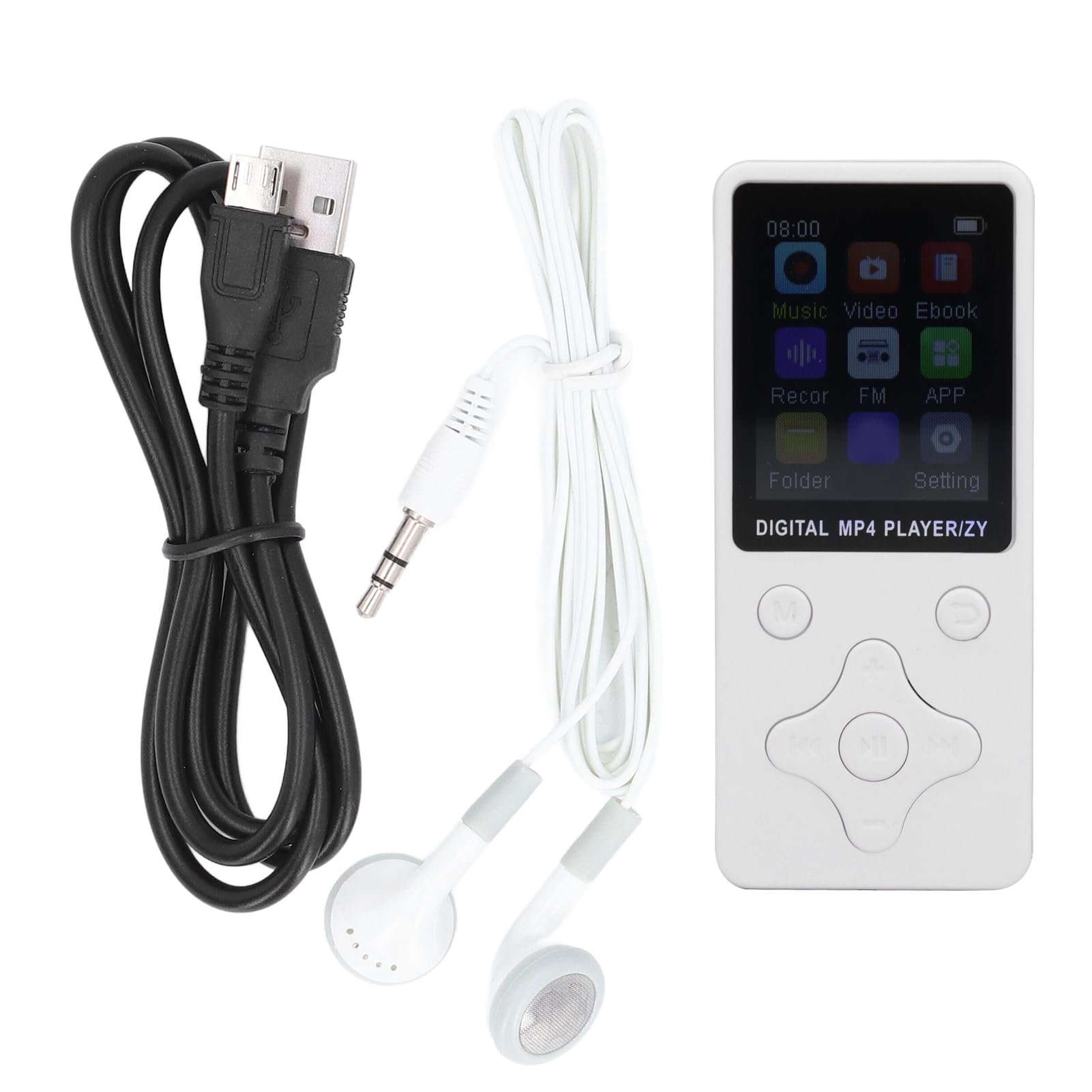 1.8 Inch LCD MP3 MP4 Player with Earphones, 64GB HiFi Lossless Sound, 5.0 Music Player for Sports, Battery, Multifunctional (White)-image-11