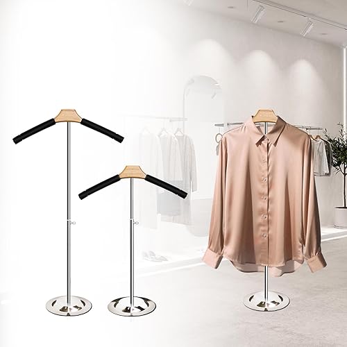 Soporte de exhibición para camisas, altura ajustable, base de acero inoxidable de 20 a 36 pulgadas y perchas acolchadas de espuma, exhibición de