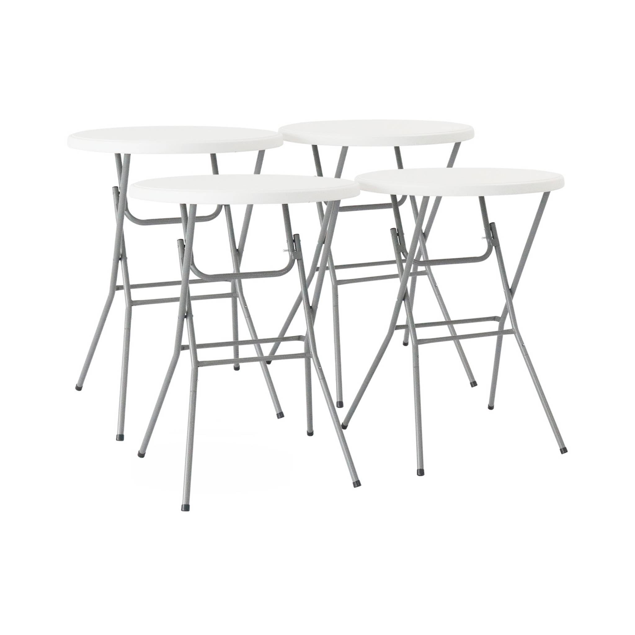 sweeek - Lot de 4 Tables de réception. Tables Mange Debout Pliantes Acier Blanc