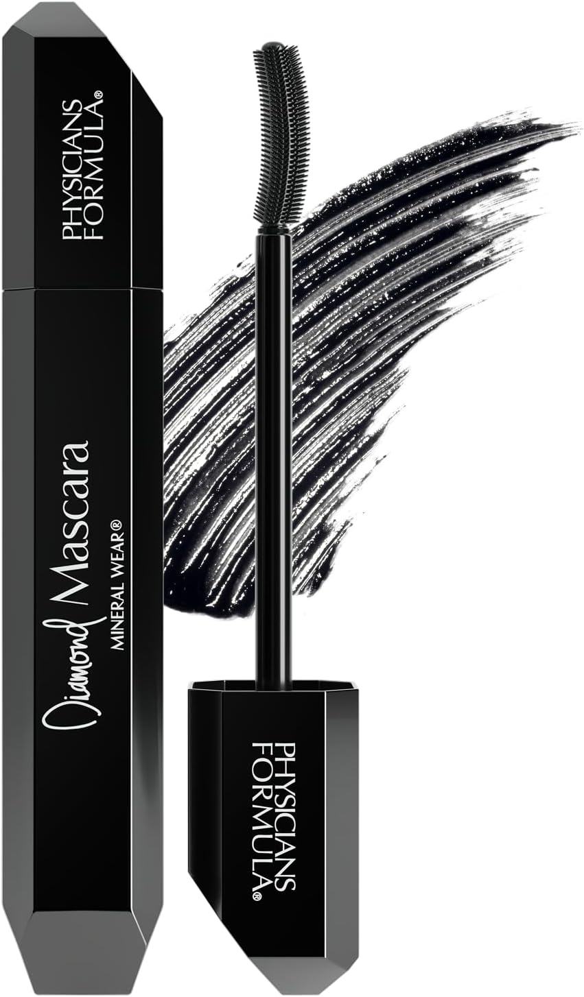 Physicians Formula, Mineral Wear Diamond Mascara, Black Mascara for Strengthening Effect, with Shiny Diamond Dust, Eyelash Strengthening Peptides, Soothing Mineral Water and Nourishing Vitamin E