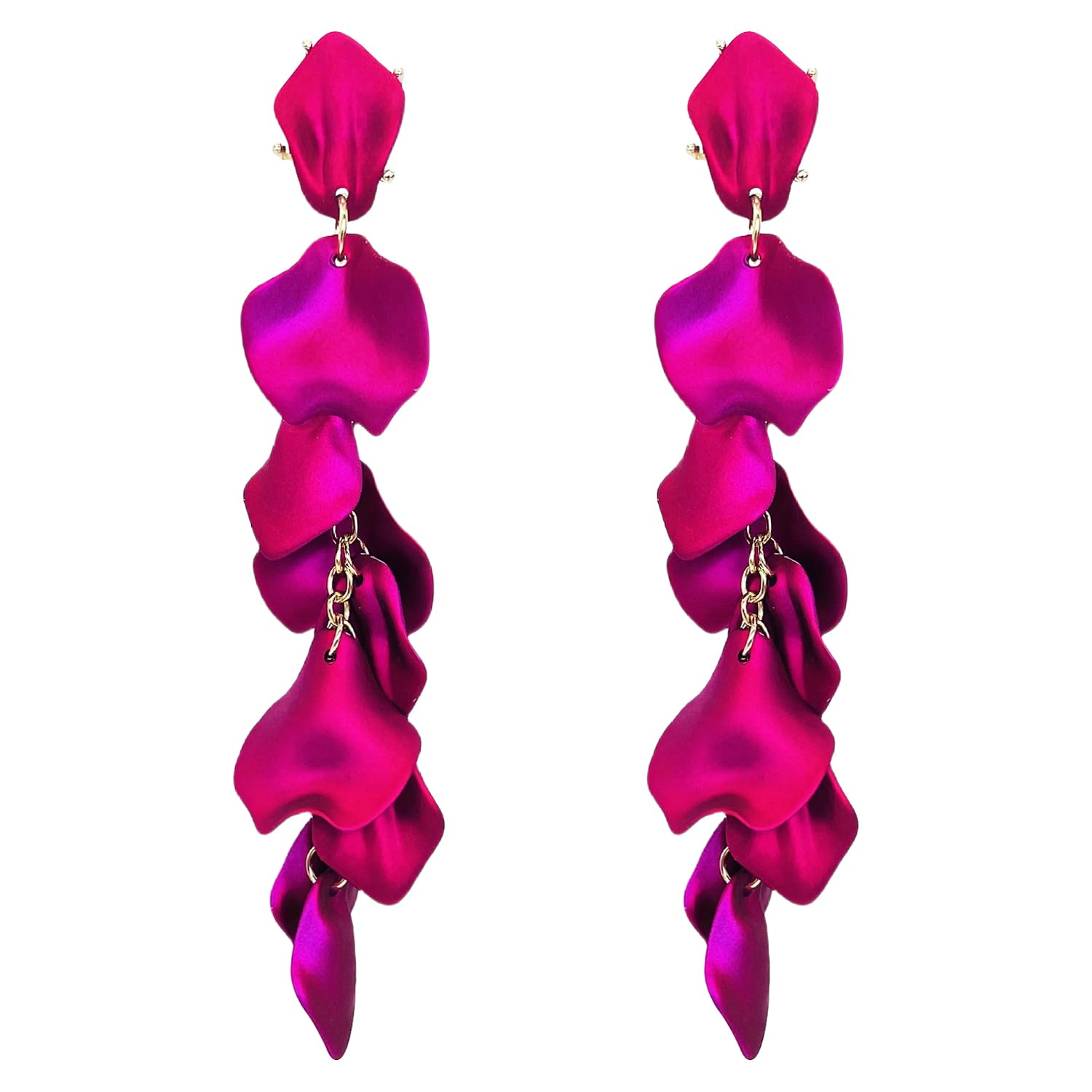 QUSIJIA Long Acrylic Petal Dangle Earrings for Women Statement Fashion Rose Flower Tassel Earrings