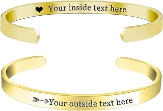 Personalized Bracelets for Women,Engraved Custom Bracelets Cuff Inspirat...