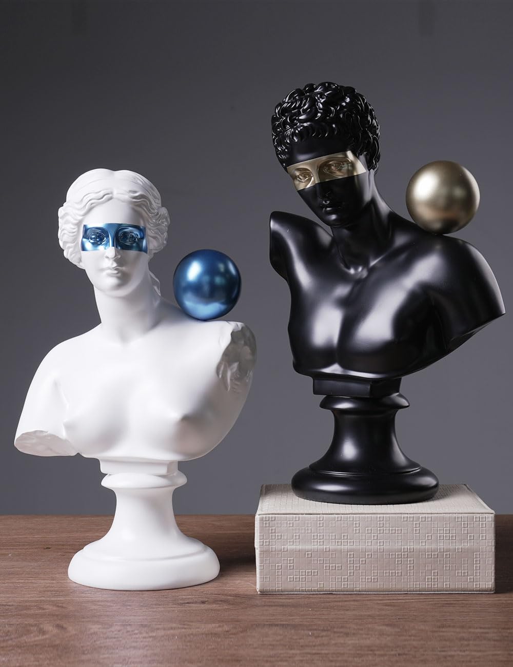 Griechische Büste Skulptur Statue Abstrakte Figur Moderne Deko Kunst Geschenk für Wohnzimmer Schlafzimmer Tisch Resin Weiß 35cm
