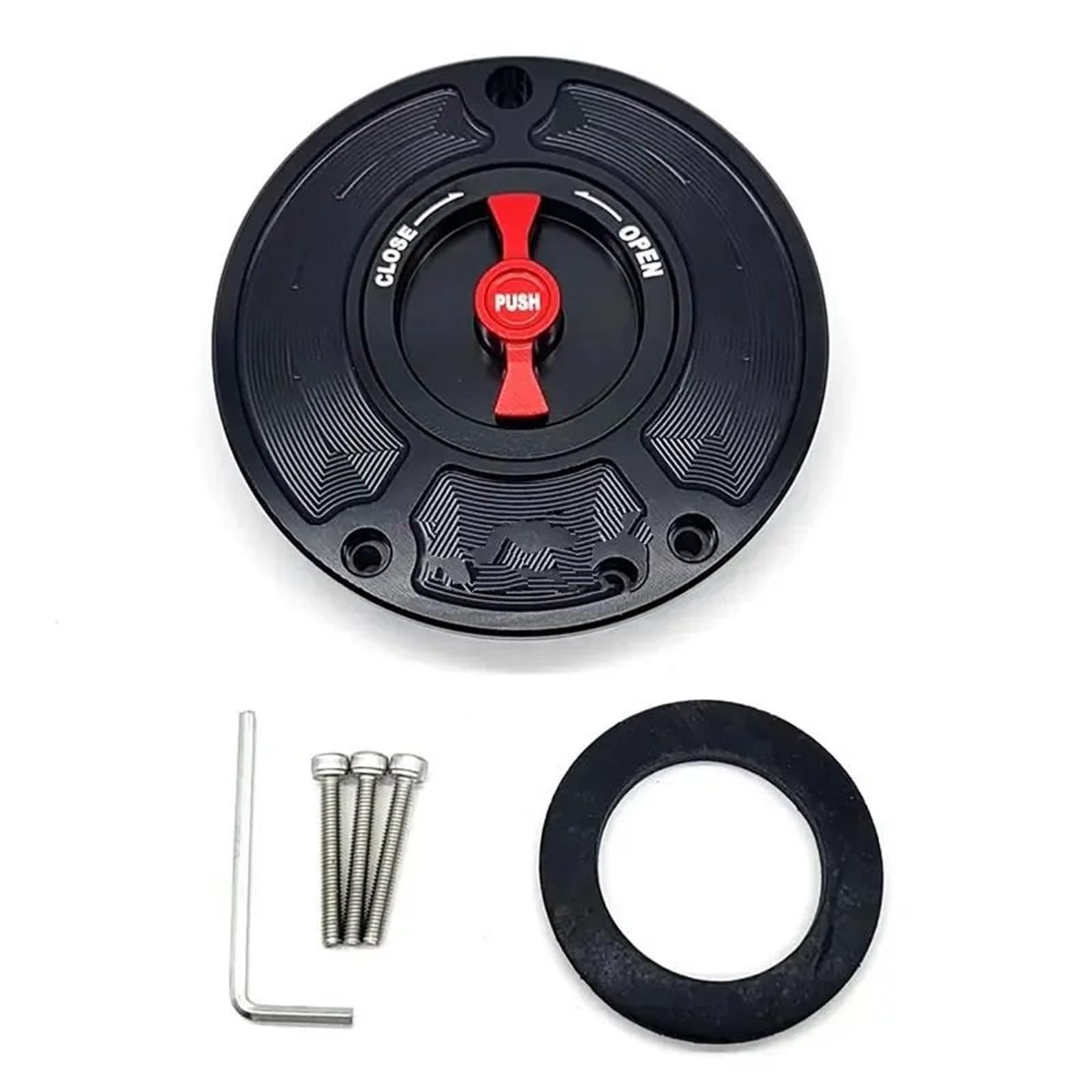 Samochodowe korki wlewu oleju Motocykl CNC Aluminium Paliwo Gazowe Kapturki Zbiornika Zbiornika Pokrywa Z Szybkim Blokowaniem Pasuje Do HONDA CBR 600 F4I F4 F3 F2(Black and Red)