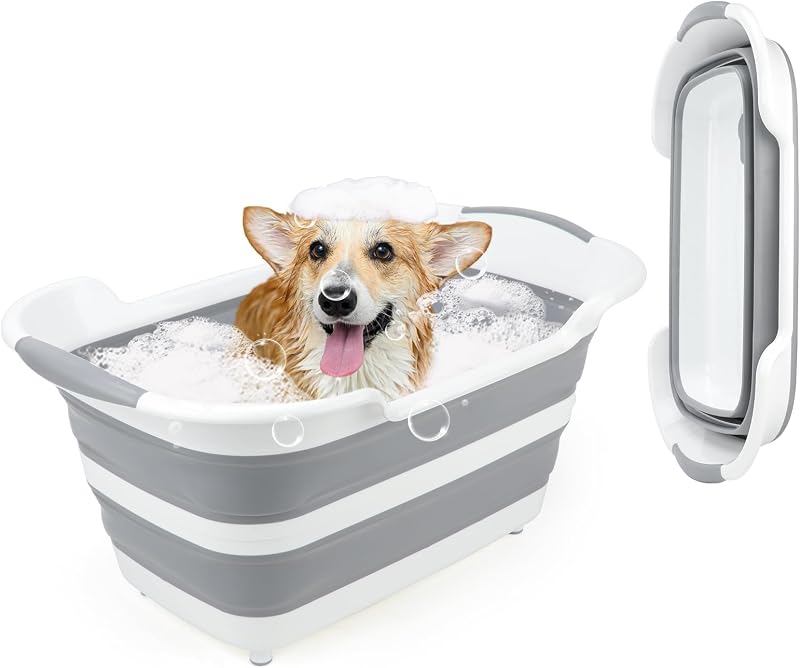 Banheira Dobrável para Cães com Dreno e Coletor de Pelos FHTONGE 27 L