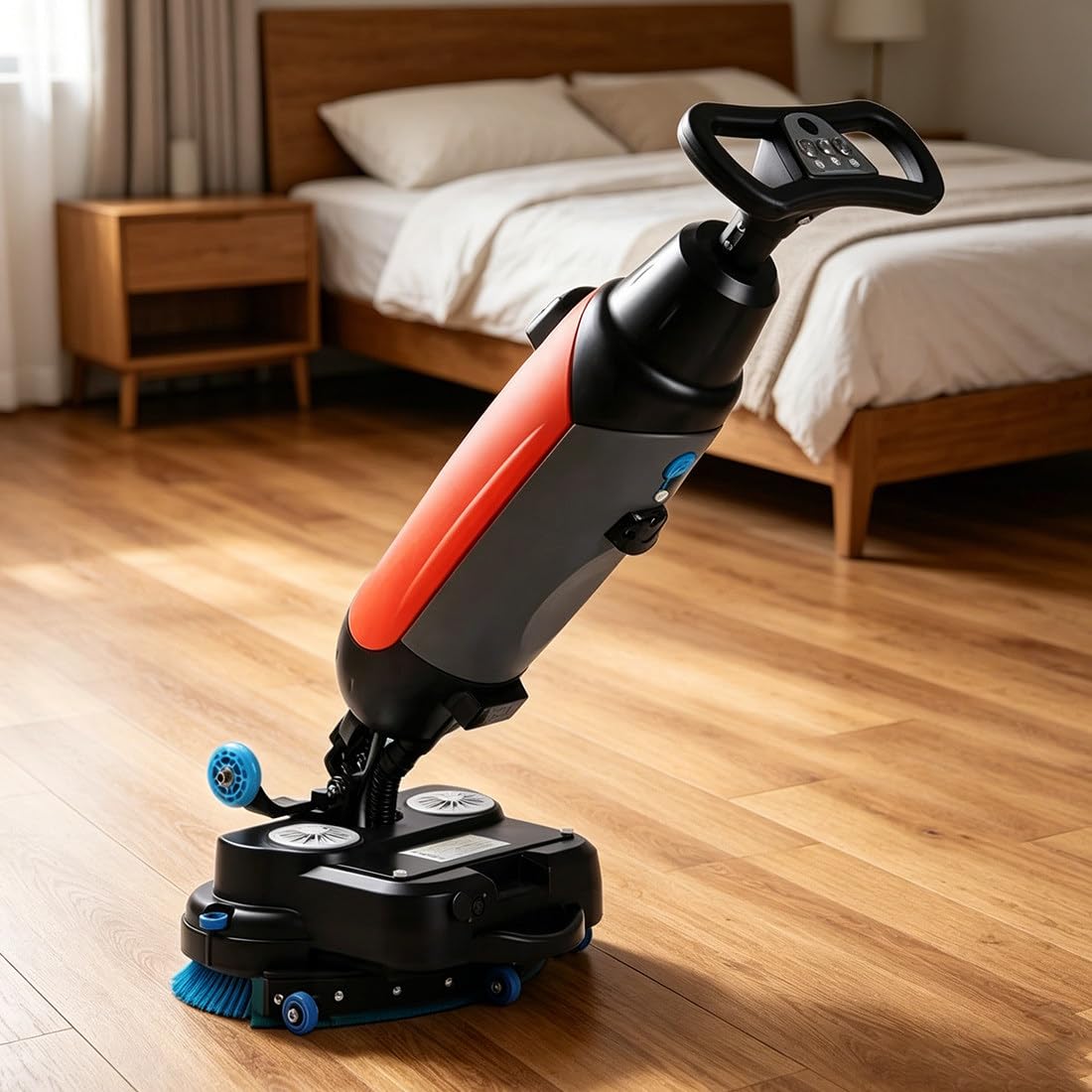 QianCruxtacy Cordless Electric Floor Scrubber, Dual-Brush Portable Commercial Cleaner, With 1.5h Runtime & 1200㎡/H, For Tile, Hardwood, Concrete Floors in Garage, Basement & Retail Spaces