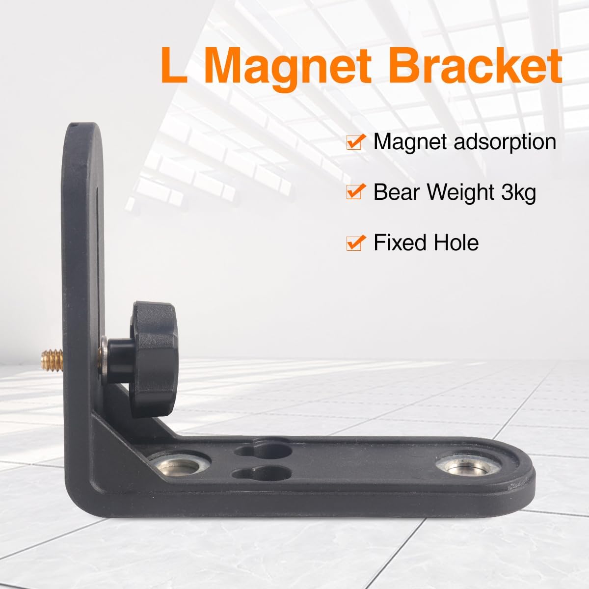 Magnet Level Durable L-Shape Magnetic Bracket Leveling 1/4" Thread Laser Level Adapter for Universal Levels