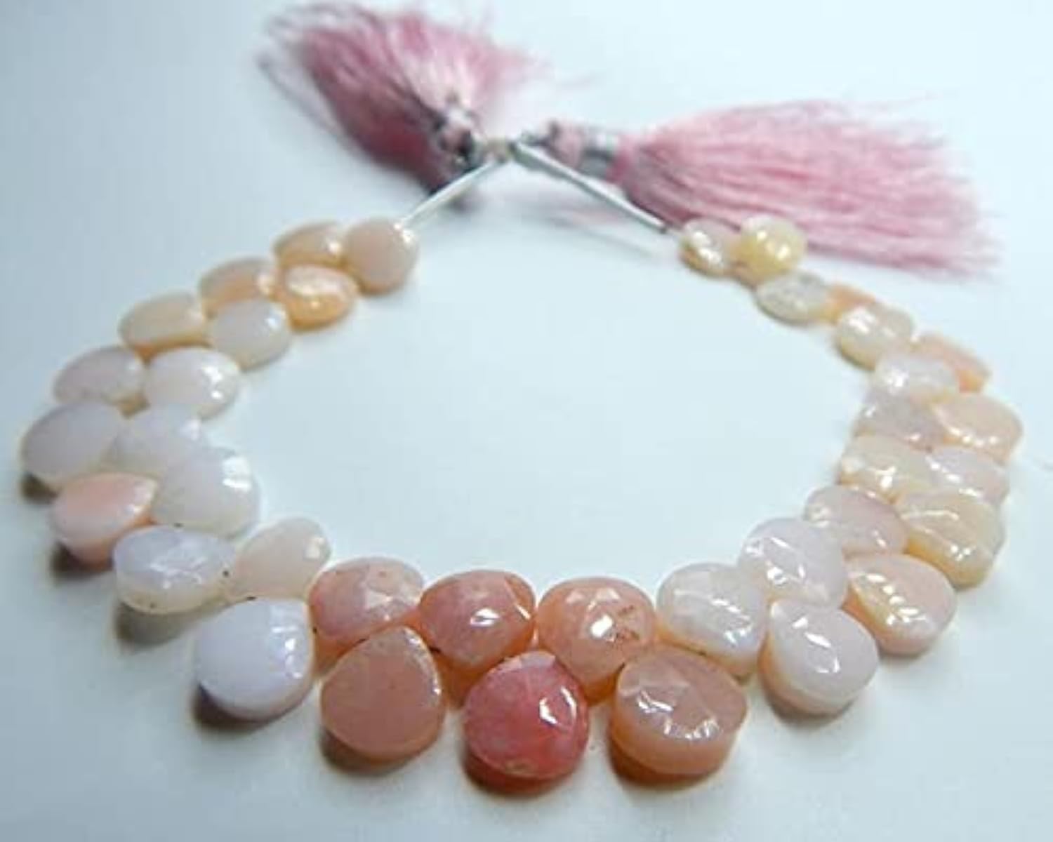 Perles d'opale rose du Pérou facettées en forme de goutte pour création bijoux