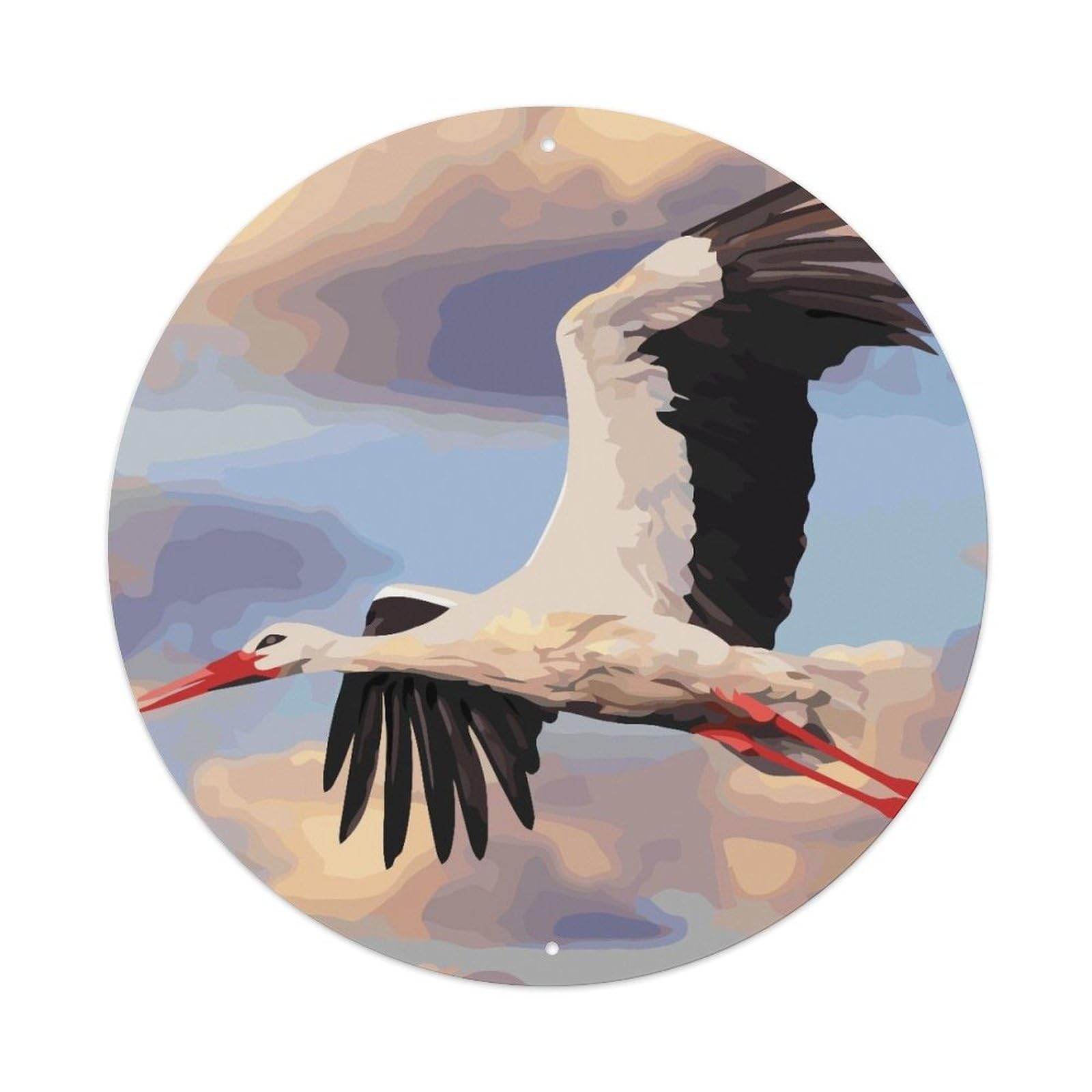 Animal Birds Artwork Flying Storks Vintage Metal Tin Sign Plaque Wall Decor for Cafe, Club Bar, Office, Garden Metal Poster 8x8Inch