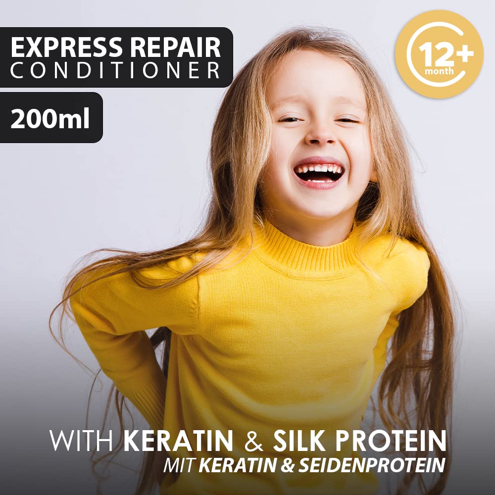 leave-in conditioner for children | Detangler: Anti-frizz formula + no rinsing | WITHOUT silicones, parabens, aluminum | keratin & silk protein for split ends, hair breakage, knots | 200ml | nouni - Image 4