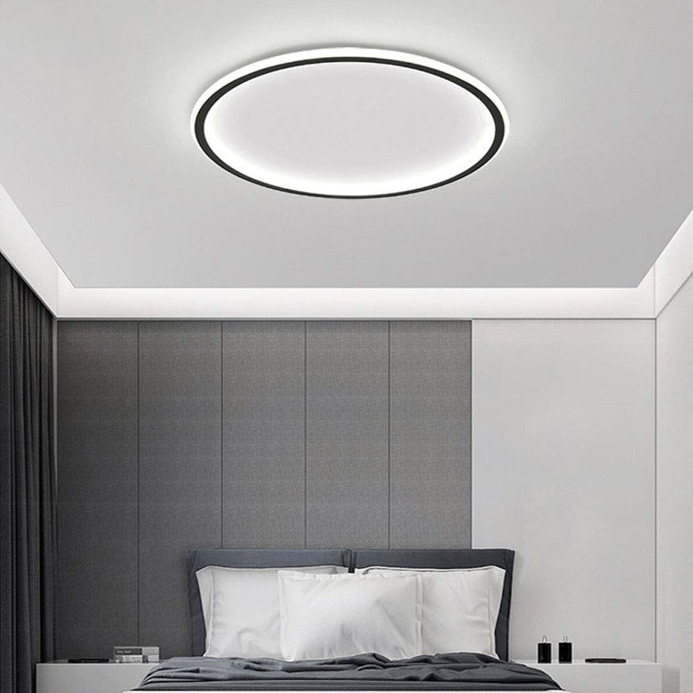 Laittiin LED-plafondlamp voor in de keuken - 15W zwarte badkamerlamp, 18cm ronde slaapkamerlamp, 6500K koelwit licht, hallamp voor badkamer en keuken
