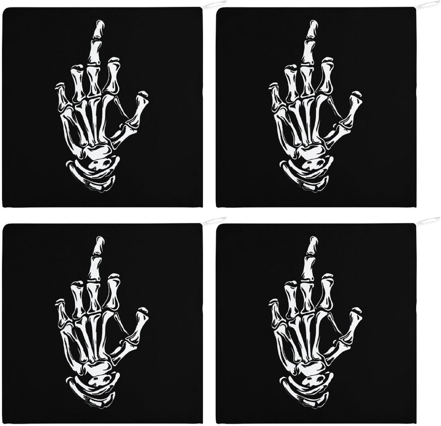 Skull Middle Finger Hand Towels for Bathroom Kitchen Towels Small Towel Handkerchiefs with Hanging Loop 4PCS
