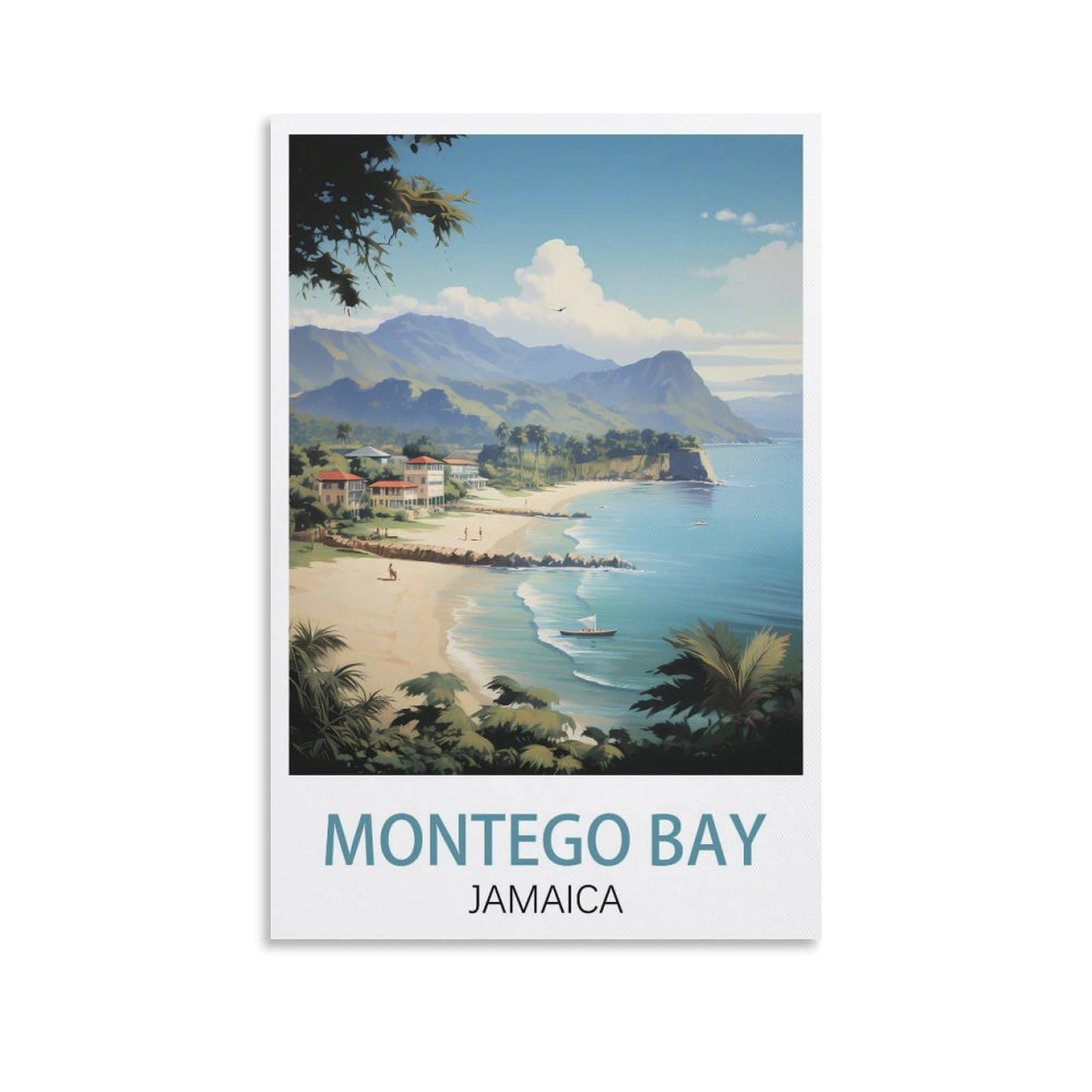 EZMLFA 5D Diamond Painting Kits,Montego Bay Jamaica,Diamond Painting Kits for Beginners Round Full Drill Painting with Diamonds Gem Art for Home Wall Decor 30x40cm