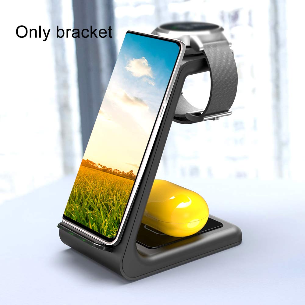Caricatore senza fili, 3 in 1, stazione di ricarica wireless per Samsung S7/S7 Edge/S8/S9/S10/S10Plus, Galaxy Orologi e Buds, controllo della temperatura di ricarica veloce