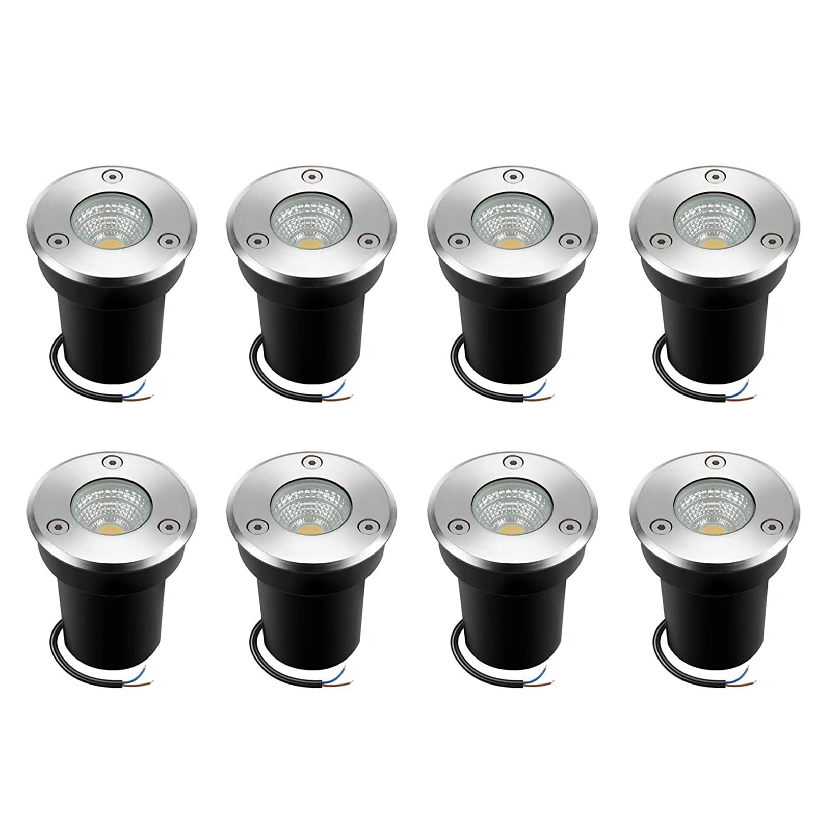 AWSAD Faretto a Pavimento da Esterno Rotondo 3W 12V/24V Low Voltage Paesaggio Faretti a Incasso Faretto Decorativo da Esterno LED COB Underground Path Light IP67 Impermeabile