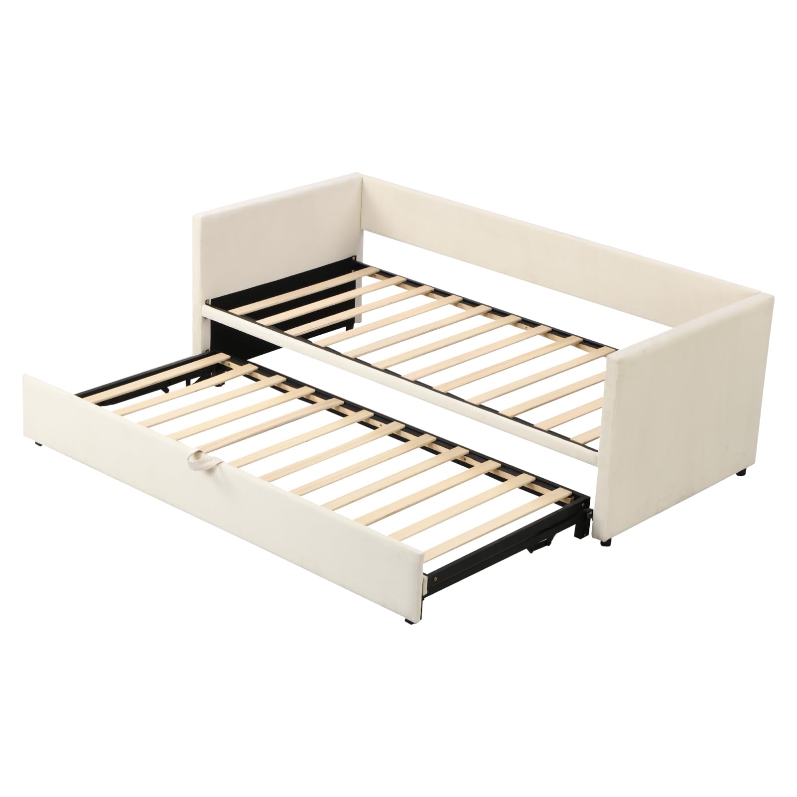 Divano letto, richiudibile, 2 posti, 90/180 x 200 cm, struttura letto, 2 posti, richiudibile, con doghe, estensibile, velluto (senza materasso) (Beige)