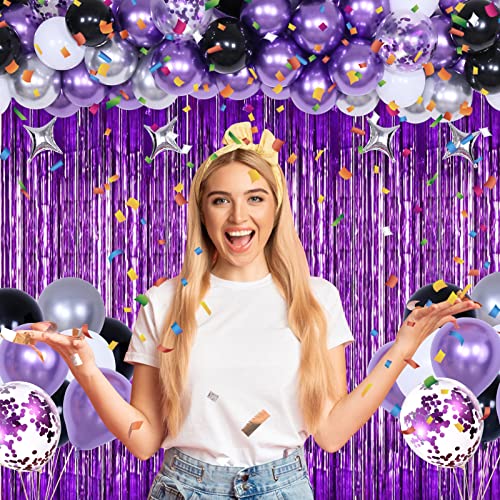 Purple and Black Birthday Decorations for Men Women, Purple Happy Birthday Party Decorations for Boys Girls, Happy Birthday Banner Balloons Decoration for Him Her, Bday Party Backdrop Decor Supplies by Nigifter - Image 3