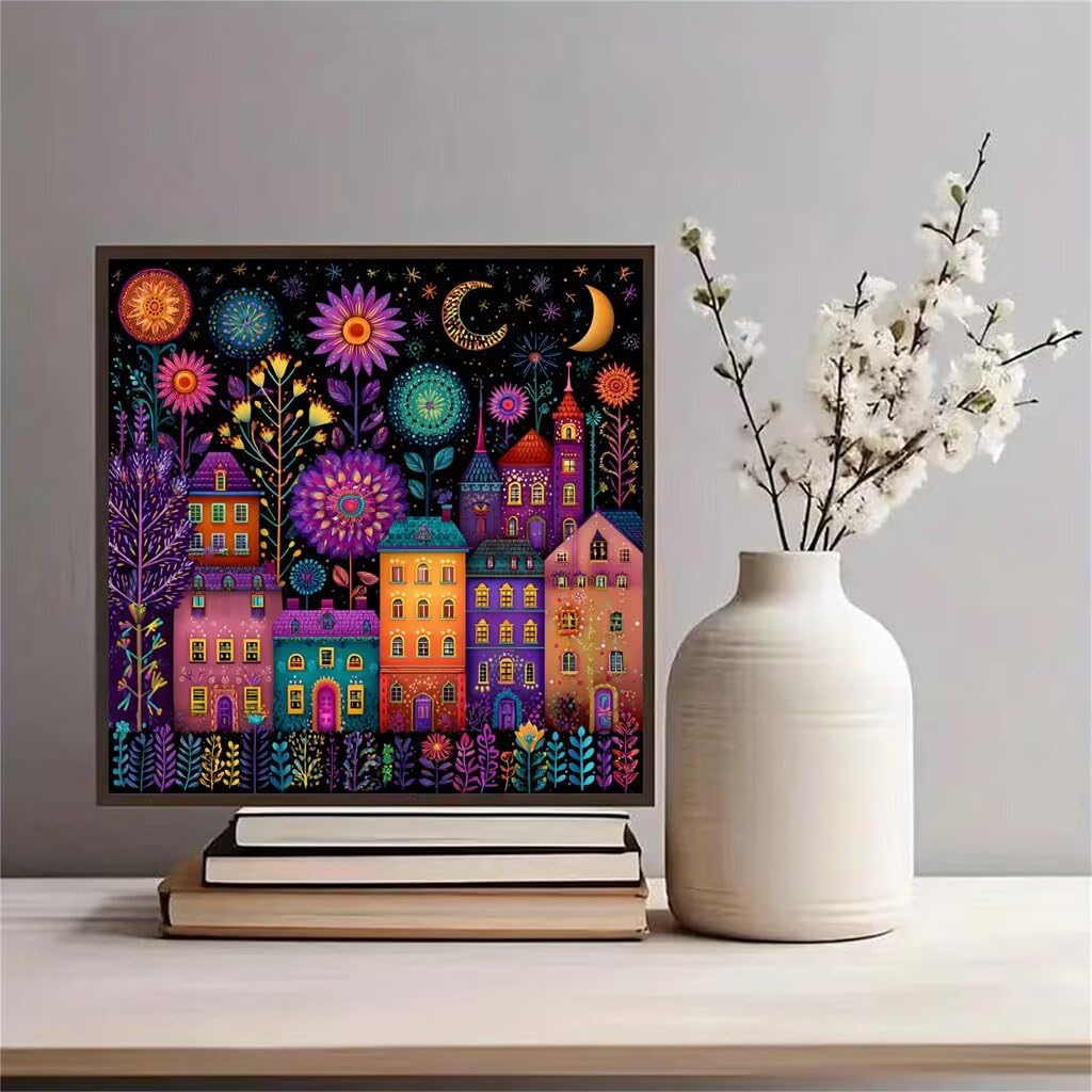 Malowanie według numerów dla dorosłych marzenie DIY malowanie według numerów z ramką, architektura Paint by Number z pędzlami i pigmentem akrylowym, DIY dla dorosłych prezent dla kobiet, dekoracja