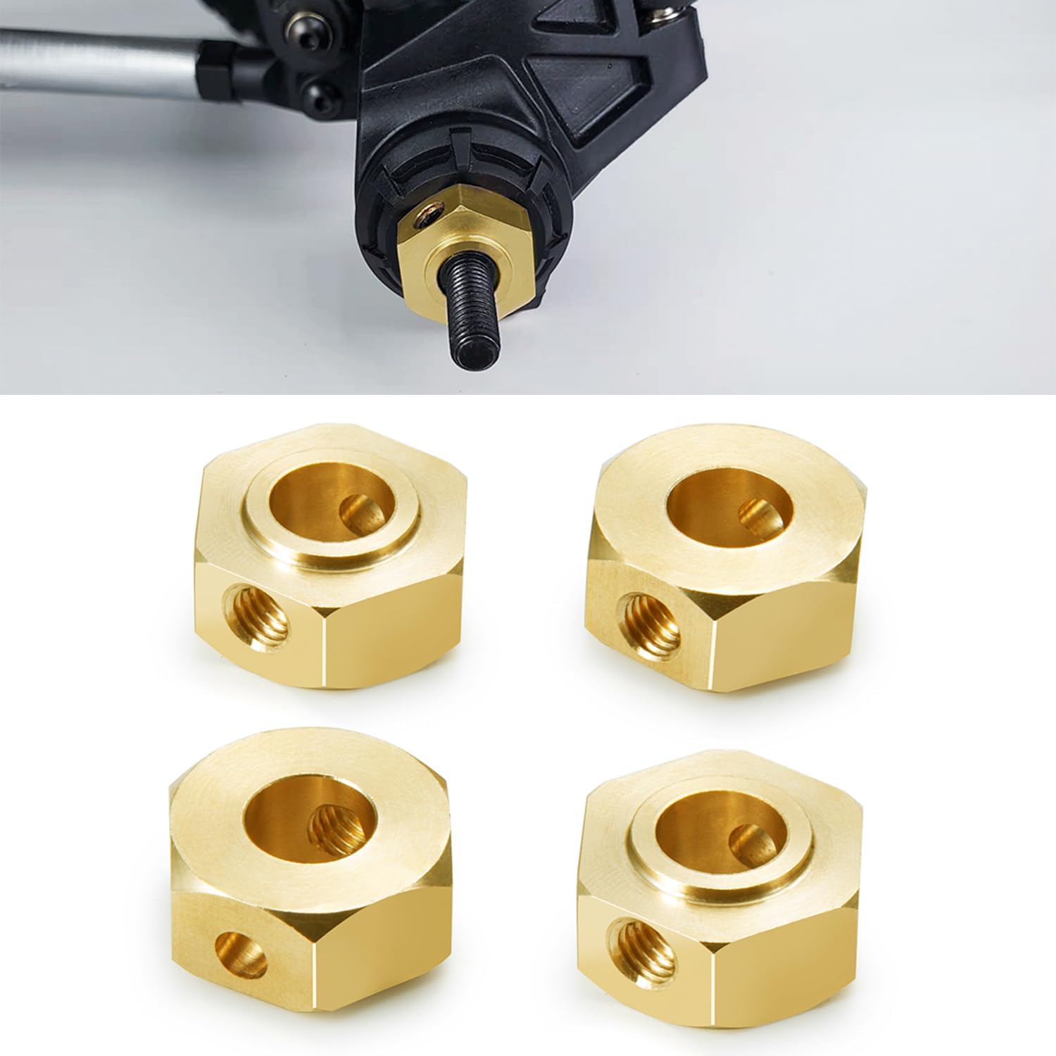 RC Brass Wheel Hub Hex Adapter 7.5mm 4PCS for 1/6 Axial SCX6 Upgrades RC Crawler Car
