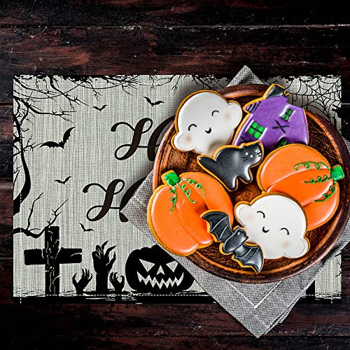 6 Pieces Halloween Placemats Halloween Pumpkin Plaid Table Placemat Halloween Kitchen Decor Burlap Table Mats For Dining Table Place Mats For Halloween Kitchen Table Decor Halloween Dinner Decoration #TOP3