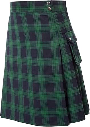 Gonna Scozzese Uomo Kilt Tradizionale – Plaid Vintage A Quadretti, Cotone, Medievale, Moda Rock E Goth