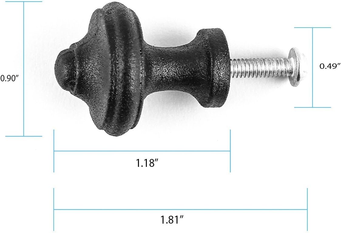 Renovators Supply Manufacturing Cabinet Knob Black Wrought Iron 1 in. Round Drawer Hardware Single Knob
