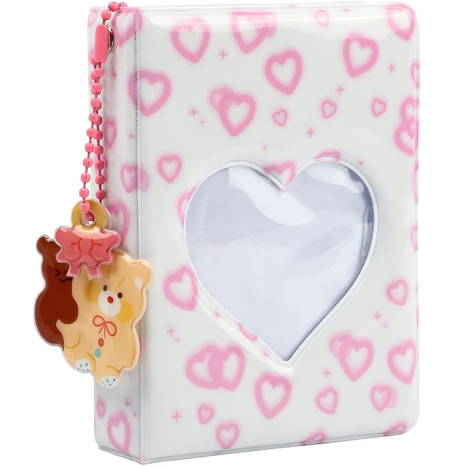 Album Photocard Kpop 3 Pouces 20 Poches – Mini Book Transparent Cœur Creux Rose Mignon