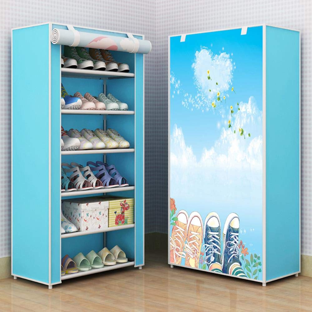 Generisch Schuhregal re Kombinations-Schuhschrank, einfaches Schuhregal aus Stoff, zusammenklappbar, staubdicht, DIY, re, 5-lagig