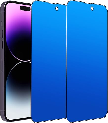 PUKMCX Paquete de 2 protectores de pantalla de privacidad compatibles con iPhone 14 Pro Max, espejo de cobertura completa, antiespía, antiazul,