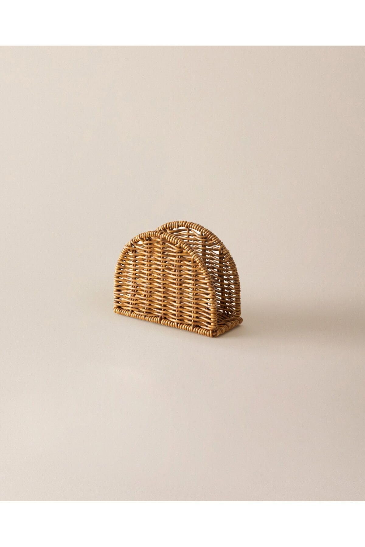 DUFFA Boho El Yapımı Rattan Peçetelik - Masa Üstü ve Mutfak için Doğal Hasır Peçete Tutucu, Bohem Ev Dekoru, Yarım Ay Tasarım Dikey Peçete Standı