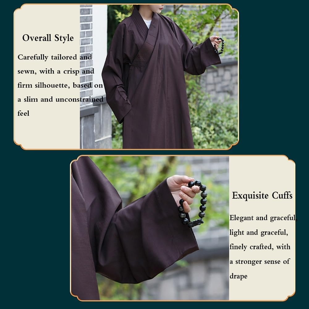 Women's Traditional Buddhist Monk Robe Spring Summer Comfortable Breathable Meditation Prayer Monk Costume(Black,S)