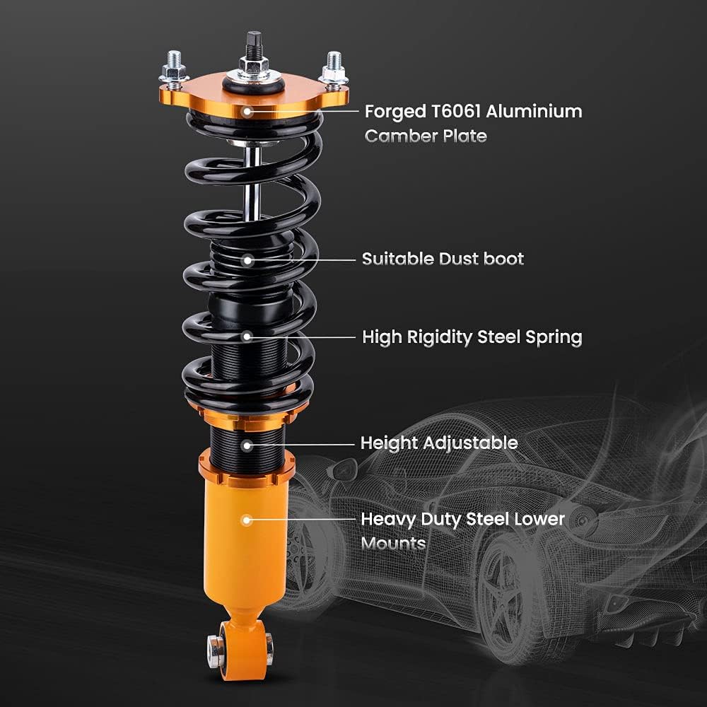 maXpeedingrods Coilovers for Subaru Legacy Outback 1998-2003, Height Adjustable Coilovers Suspension Kit Struts, Preset Damping Lowering Kit Gold