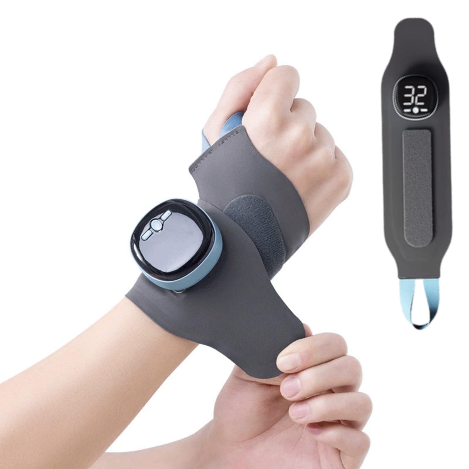 asipu Nervio 3-in-1 – Effektive Schmerzlinderung handgelenkstütze mit wärme, handgelenk massage für Gelenkschutz Kabelloses EMS Handgelenk Massagegerät mit Wärme, 9 Intensitäten & 5 Modi