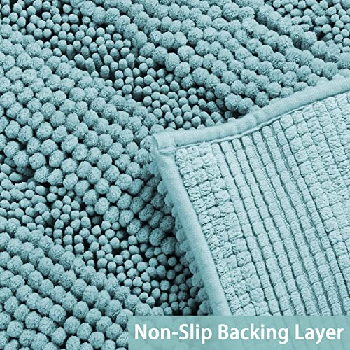 Image of Turquoize Luxury Chenille Bath Rug for Bathroom Rugs Extra Absorbent Bath