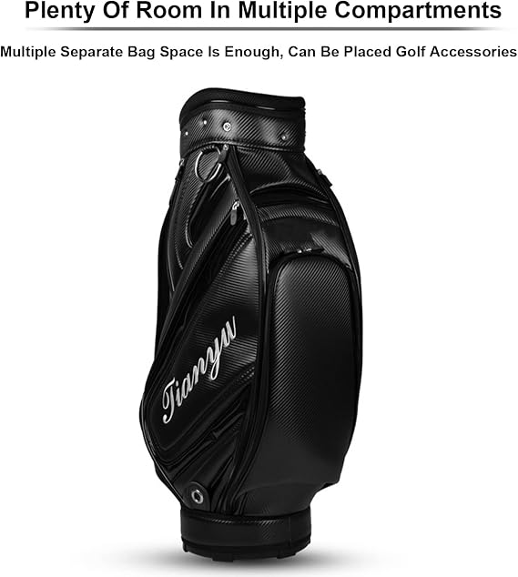 Golf Club Bag PU Leather Wear Resistant Golf Stand Bag for The Driving Range with Strap and Multiple Divider Bags