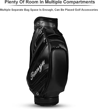 Golf Club Bag PU Leather Wear Resistant Golf Stand Bag for The Driving Range with Strap and Multiple Divider Bags