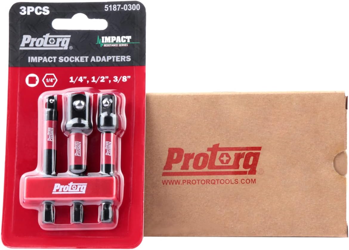 Protorq Impact socket adapter, 1/4", 3/8", 1/2",3 Inch, 3 Pieces