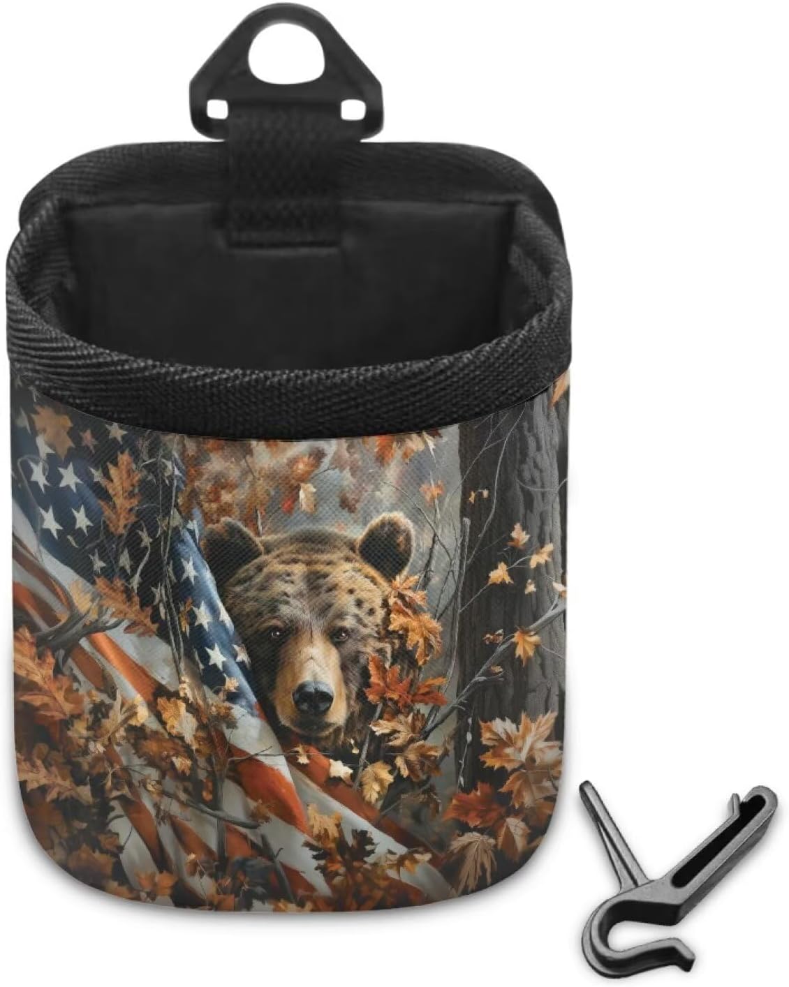 Horeset Hunting Forest Car Air Vent Car Organizer with Hook Universal Mobile Phone Holder Key Box Case Coin Holder Pocket Car Accessories for Women Men with Hook American Flag Bear