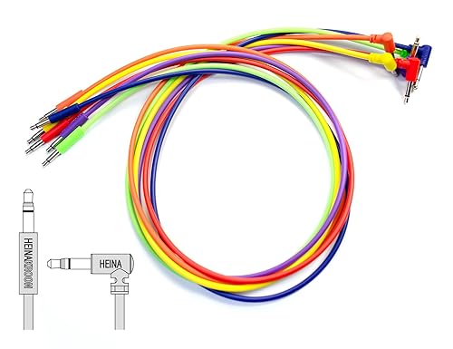 Miniatura 10 de Heinakroon Cables de conexión CV multicolor de perfil bajo en ángulo a recto Eurorack, cables de conexión modulares, paquete de 6 (11,8 pulgadas)
