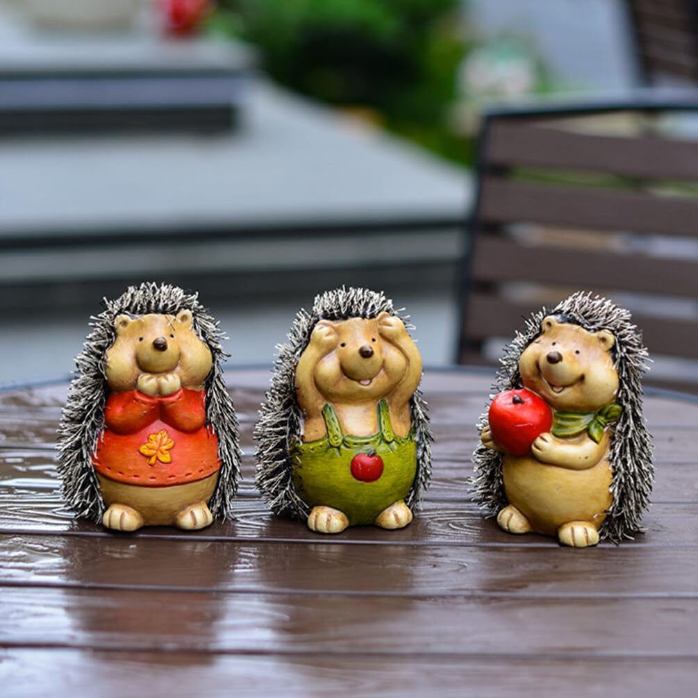 HANABASS 3kawałki Ceramiczna Figuryna Jeża Zestawie Urocza Ozdoba Do Ogrodu Patio i Podwórka Realistyczny Kształt Trwały Materiał Idealna Zewnątrz