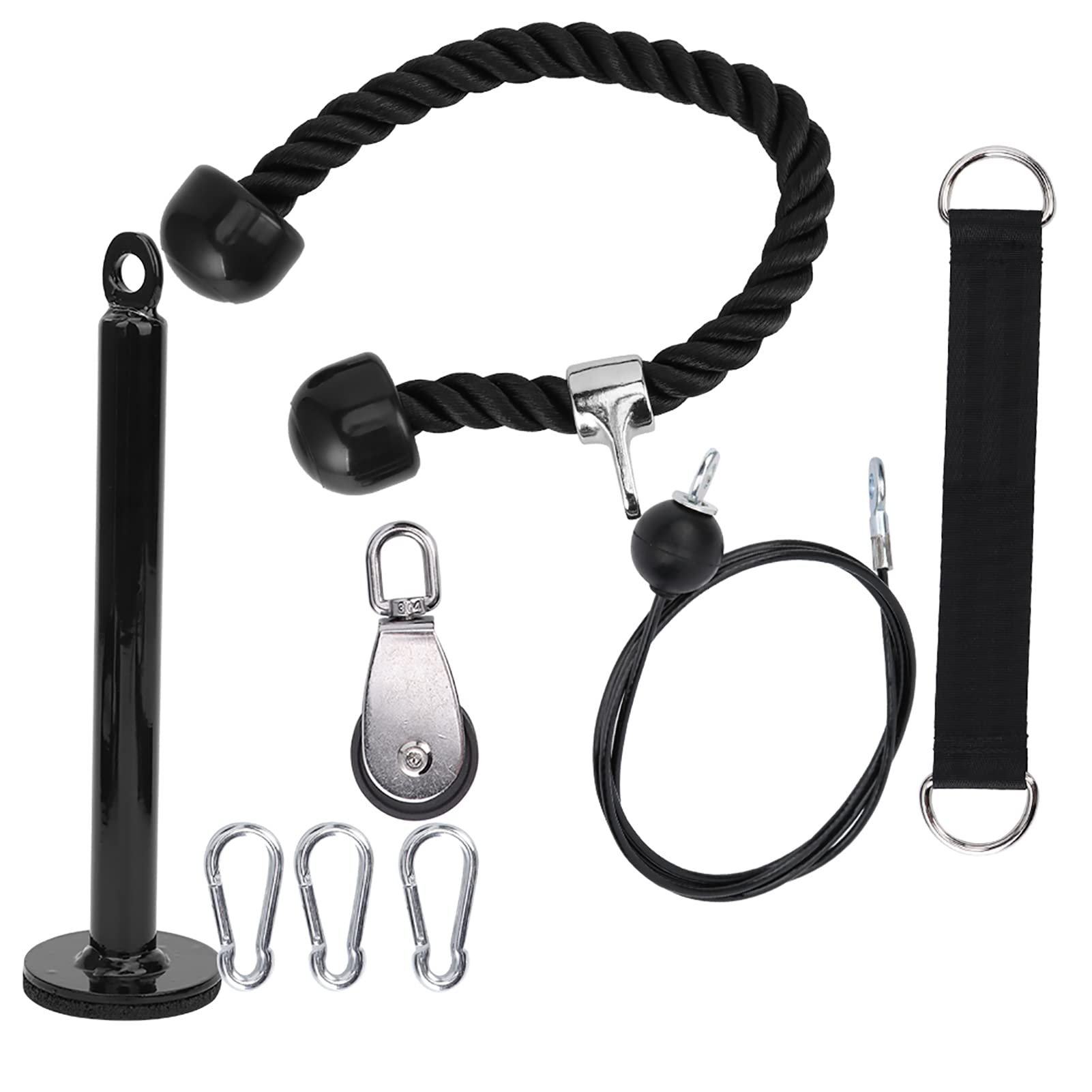 Equipo de Ejercicio de Cuerda de polea DIY, Kit de Entrenamiento de Fuerza de Brazo portátil, Kit de Entrenamiento de tríceps para Gimnasio en casa, Juego de 8 Uds de Acero
