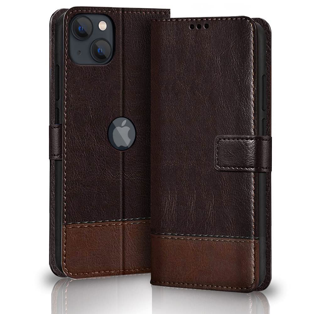 TheGiftKart iPhone 13 Flip Back Cover Case | Dual-Color Leather Finish | Inbuilt Stand & Pockets | Wallet Style Flip Back Case Cover for iPhone 13 (Coffee & Brown) (B0BJQCNBGT) Amazon Price History, Amazon Price Tracker
